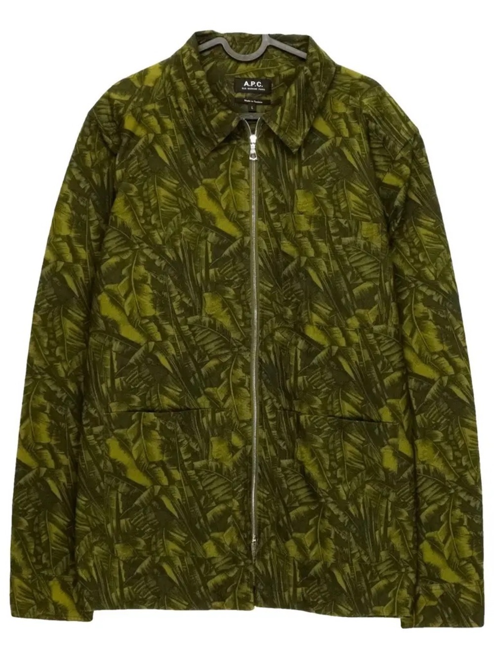 A.P.C. Olive Green Botanical Zip Shirt Jacket